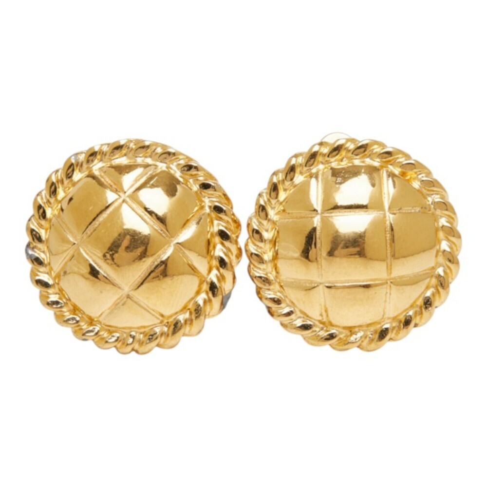 Chanel Matelassé Earrings, Gold Plated, Women's CHANEL